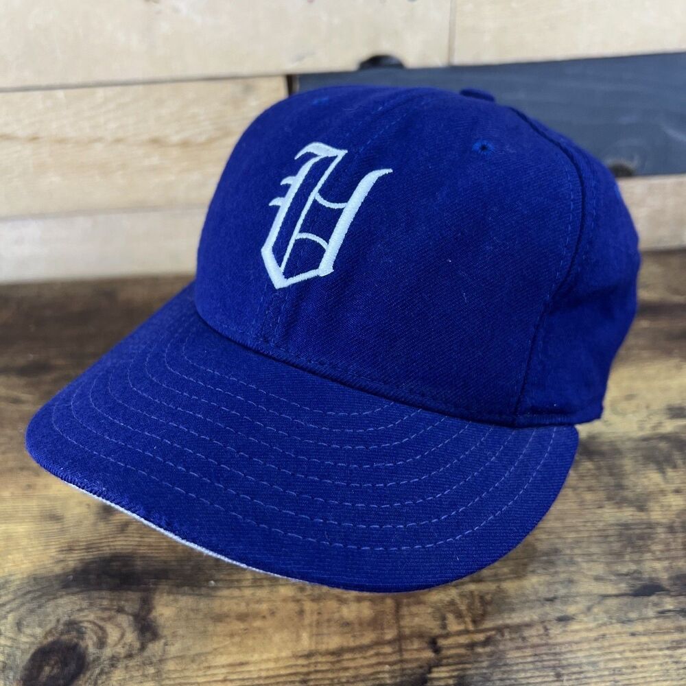 New Era Made in USA English V Blue SnapBack Adjustable Hat Baseball Cap